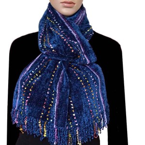 Bamboo Scarf Blue - With Ribbon - Beautiful and Fairtrade from Quetzal Artisan