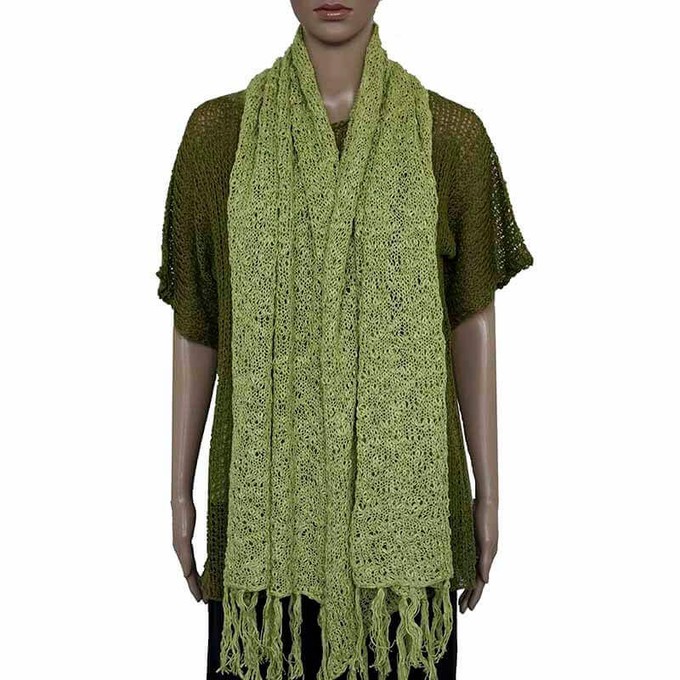 Shawl Spring Green - Handwoven with Organic Pima Cotton from Quetzal Artisan