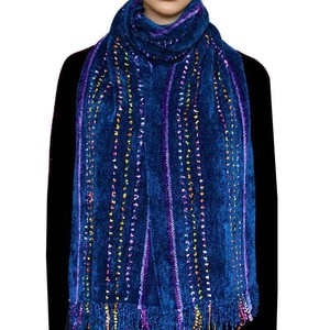 Bamboo Scarf Blue - With Ribbon - Beautiful and Fairtrade from Quetzal Artisan