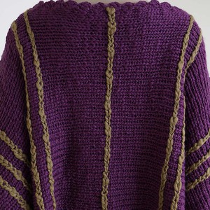 Poncho Plum Purple Ochre - Womens Eco Wool Fringed Poncho from Quetzal Artisan