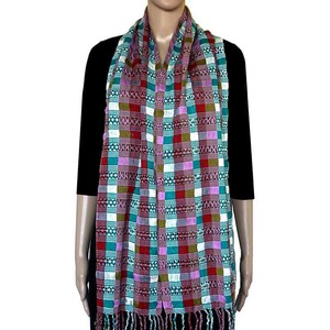 Scarf Red Lightblue - Natural Dyes - Ecofriendly & Fairtrade from Quetzal Artisan