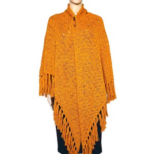 Poncho Shawl Yellow Mustard - Alpaca Wool Triangle Shawl from Quetzal Artisan