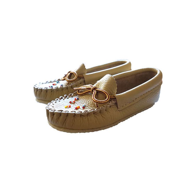 Girls Beaded Moccasins - Hiawatha Native Canadian Kids Moccs from Quetzal Artisan