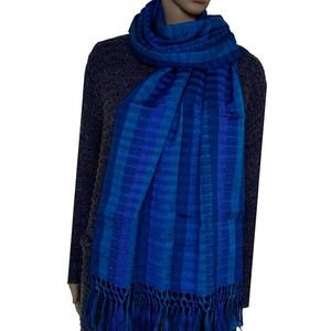 Scarf with Fringes Dark Blue - Handmade and Fairtrade from Quetzal Artisan
