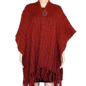 Poncho Shawl Bordeaux - Eco Wool - Fashionable and Warm from Quetzal Artisan