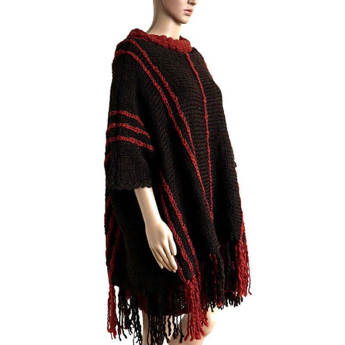 Poncho Chocolate Brown - Eco Wool - Fashionable and Warm from Quetzal Artisan