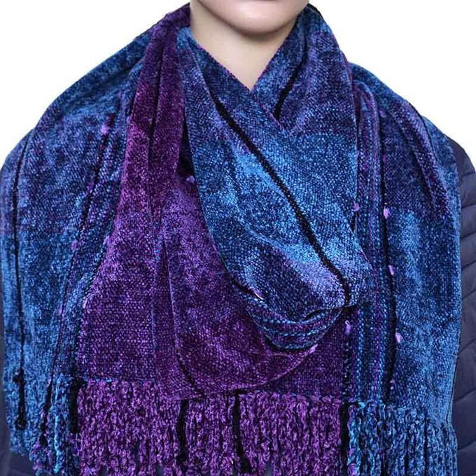 Bamboo Scarf Blue Purple - Hand dyed - Beautiful & Fairtrade from Quetzal Artisan