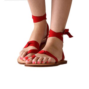 Carmine Red Sandals - Cotton Straps - Beautiful & Fairtrade from Quetzal Artisan