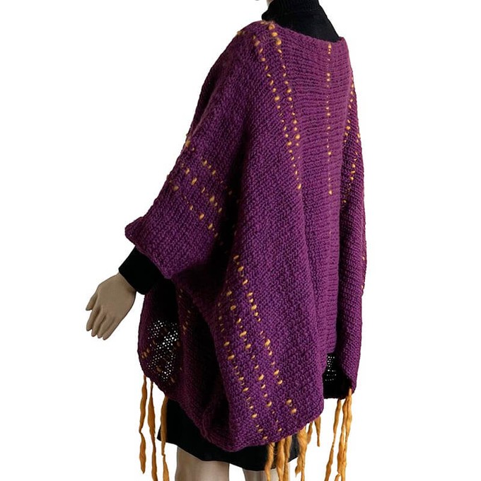 Poncho Plum Purple - Eco Wool - Fashionable and Warm from Quetzal Artisan