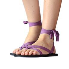 Violet Sandals - Lace Up - Cotton Straps - Beads Accessoire via Quetzal Artisan