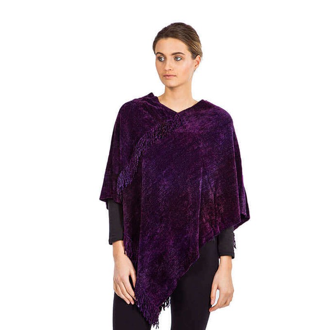 Poncho Purple - Bio Bamboo Chenille - Sustainable & Fairtrade from Quetzal Artisan