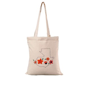 Eco Tote Bag Wild Flowers - Small - Handmade with Ecru Cotton from Quetzal Artisan