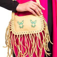 Fringed Shoulder Bag Beige - Mooshide - Handmade in Canada via Quetzal Artisan