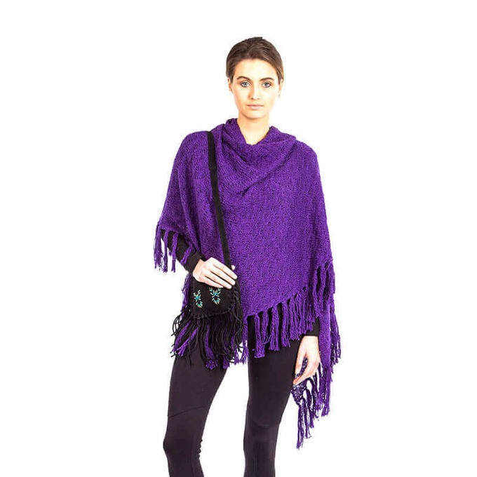 Poncho Shawl Purple - Beautiful and Versatile Triangle Shawl from Quetzal Artisan