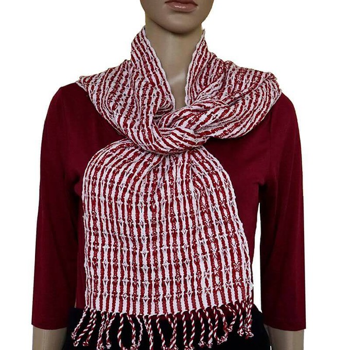 Scarf Red White - Cotton - Natural Dyes - Ecofriendly & Fair from Quetzal Artisan