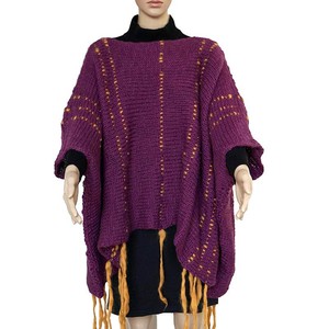 Poncho Plum Purple - Eco Wool - Fashionable and Warm from Quetzal Artisan