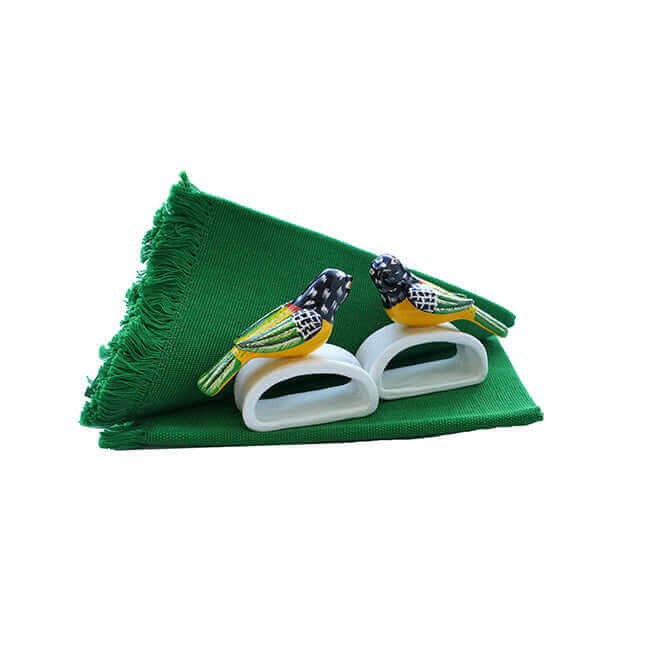 Green Sparrow Napkin Rings - Cotton Napkins - Fairtrade from Quetzal Artisan