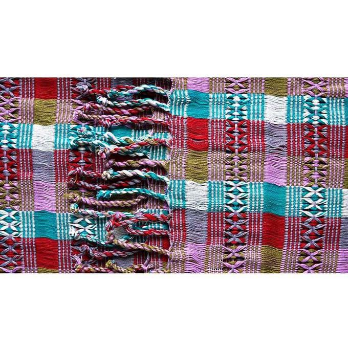 Scarf Red Lightblue - Natural Dyes - Ecofriendly & Fairtrade from Quetzal Artisan