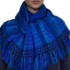 Scarf with Fringes Dark Blue - Handmade and Fairtrade via Quetzal Artisan