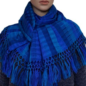 Scarf with Fringes Dark Blue - Handmade and Fairtrade from Quetzal Artisan
