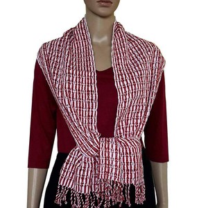 Scarf Red White - Cotton - Natural Dyes - Ecofriendly & Fair from Quetzal Artisan