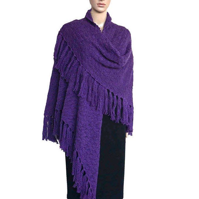 Poncho Shawl Purple - Beautiful and Versatile Triangle Shawl from Quetzal Artisan