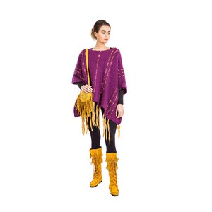 Poncho Plum Purple - Eco Wool - Fashionable and Warm from Quetzal Artisan