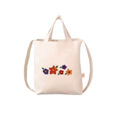 Eco Tote Bag Wild Flowers Medium - Ecru Cotton - Fairtrade via Quetzal Artisan