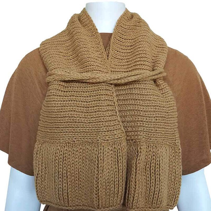 Bolero Scarf Mustard - Knitted Necklace - Stylish and Warm from Quetzal Artisan