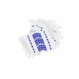 White Blue Coasters - Set of 6 - Cotton - Mayan Design from Quetzal Artisan