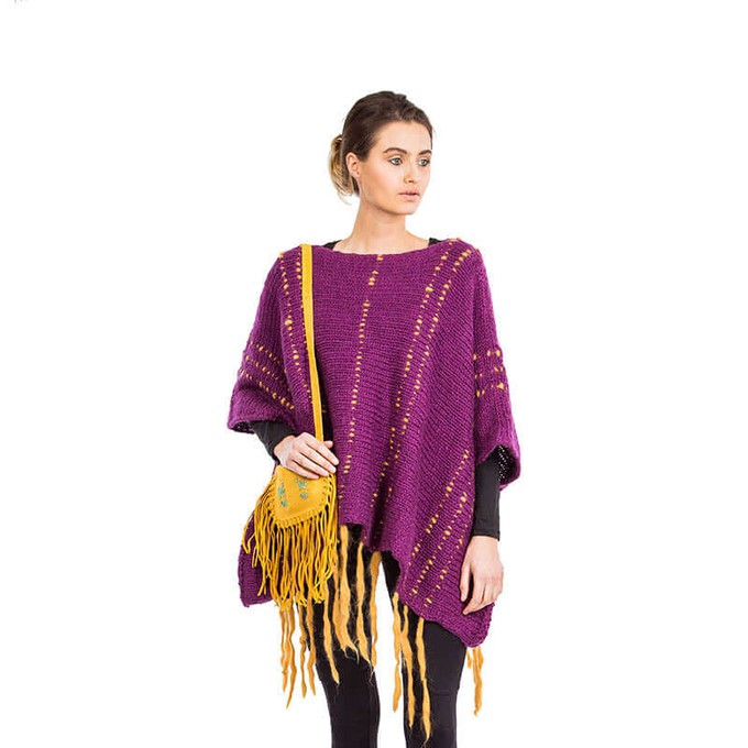 Poncho Plum Purple - Eco Wool - Fashionable and Warm from Quetzal Artisan