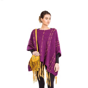 Poncho Plum Purple - Eco Wool - Fashionable and Warm from Quetzal Artisan