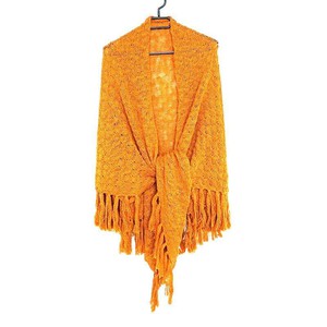 Poncho Shawl Yellow Mustard - Alpaca Wool Triangle Shawl from Quetzal Artisan