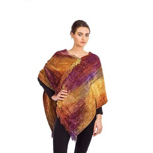 Poncho Golden Coral - Organic Bamboo Chenille - Fairtrade from Quetzal Artisan