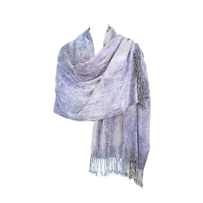 Shawl Lilac Grey - Bamboo Chenille - Handmade and Fairtrade from Quetzal Artisan