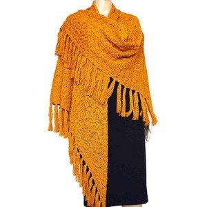Poncho Shawl Yellow Mustard - Alpaca Wool Triangle Shawl from Quetzal Artisan