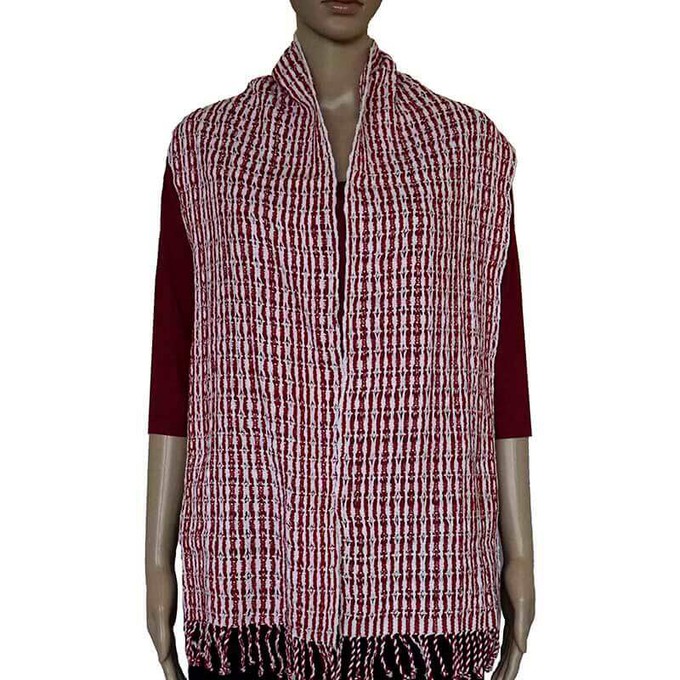 Scarf Red White - Cotton - Natural Dyes - Ecofriendly & Fair from Quetzal Artisan