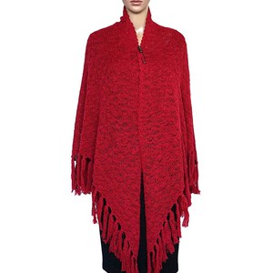 Poncho Shawl Red - Triangel Shawl Handmade from Alpaca Wool from Quetzal Artisan