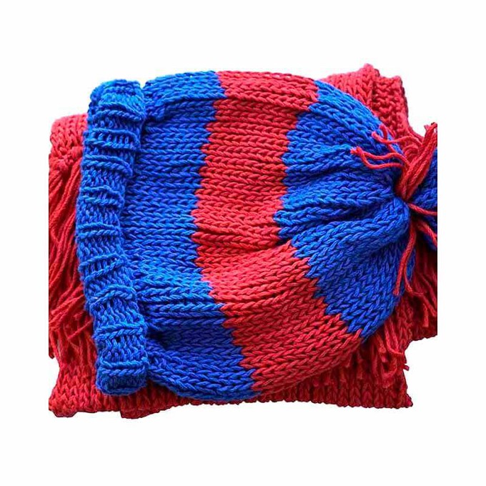 Scarf and Hat Red - Handmade - Merino Wool & Organic Cotton from Quetzal Artisan