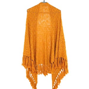 Poncho Shawl Yellow Mustard - Alpaca Wool Triangle Shawl from Quetzal Artisan