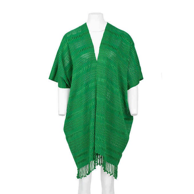 Cotton Poncho Green - Natural Dyes, Ecofriendly & Fairtrade from Quetzal Artisan