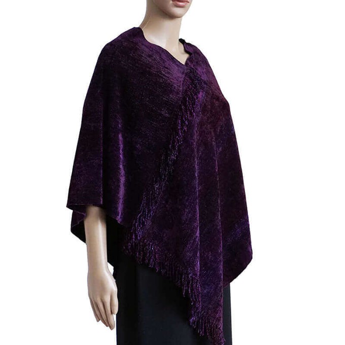 Poncho Purple - Bio Bamboo Chenille - Sustainable & Fairtrade from Quetzal Artisan