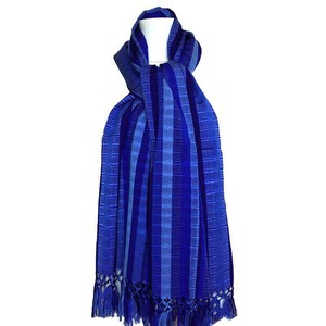 Scarf with Fringes Dark Blue - Handmade and Fairtrade from Quetzal Artisan