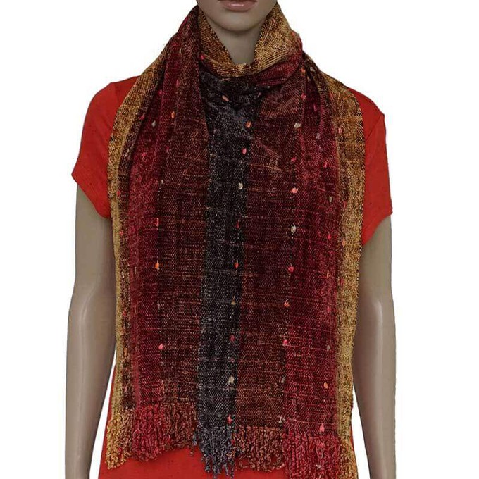 Bamboo Scarf Autumn - With Ribbon - Beautiful and Fairtrade from Quetzal Artisan