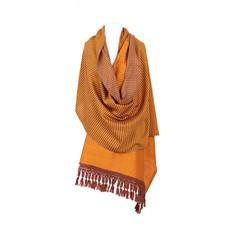 Shawl Brown Yellow - Oversized - Fashionable and Fairtrade via Quetzal Artisan