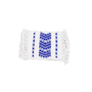 White Blue Coasters - Set of 6 - Cotton - Mayan Design from Quetzal Artisan