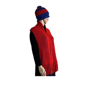 Scarf and Hat Red - Handmade - Merino Wool & Organic Cotton from Quetzal Artisan