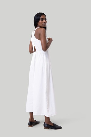 Cross-back Midi Dress in Eyelet Embroidery from Reistor
