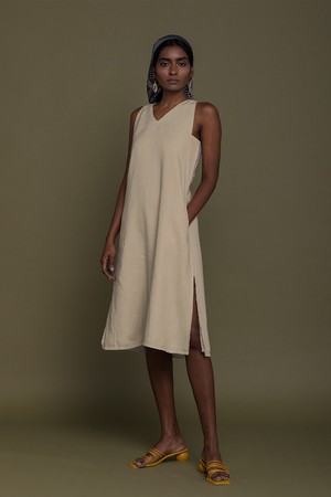 Reading Tea Leaves Dress in Neutral Beige from Reistor