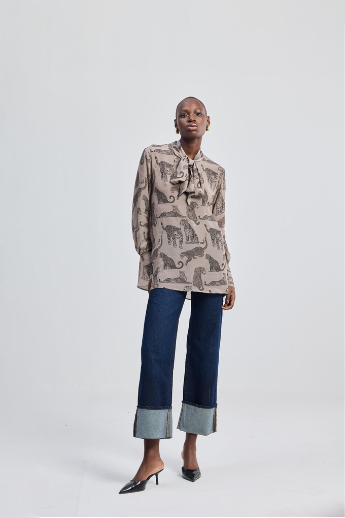 Relaxed-Fit Top with Front-tie in Animal Print from Reistor